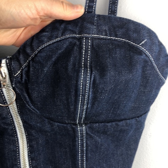 NEW Taylor Hill by Joe’s Jeans Maddix Denim Bustier Front Zip Size S Cropped Top - Picture 4 of 14